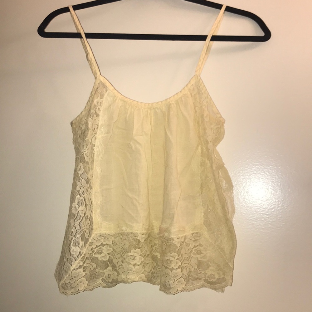 Yellow lace detailed crop top